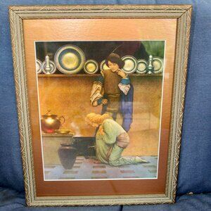 Maxwell Parrish print in wooden frame